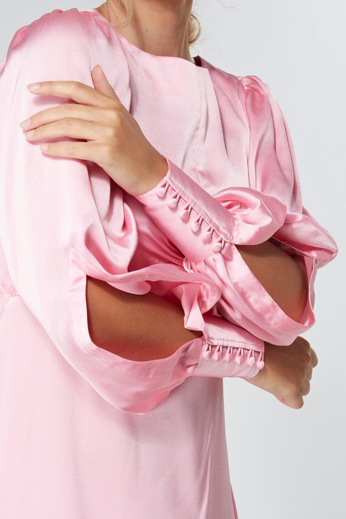 Lila Light Pink Knotted Front Crepe Maxi Dress
