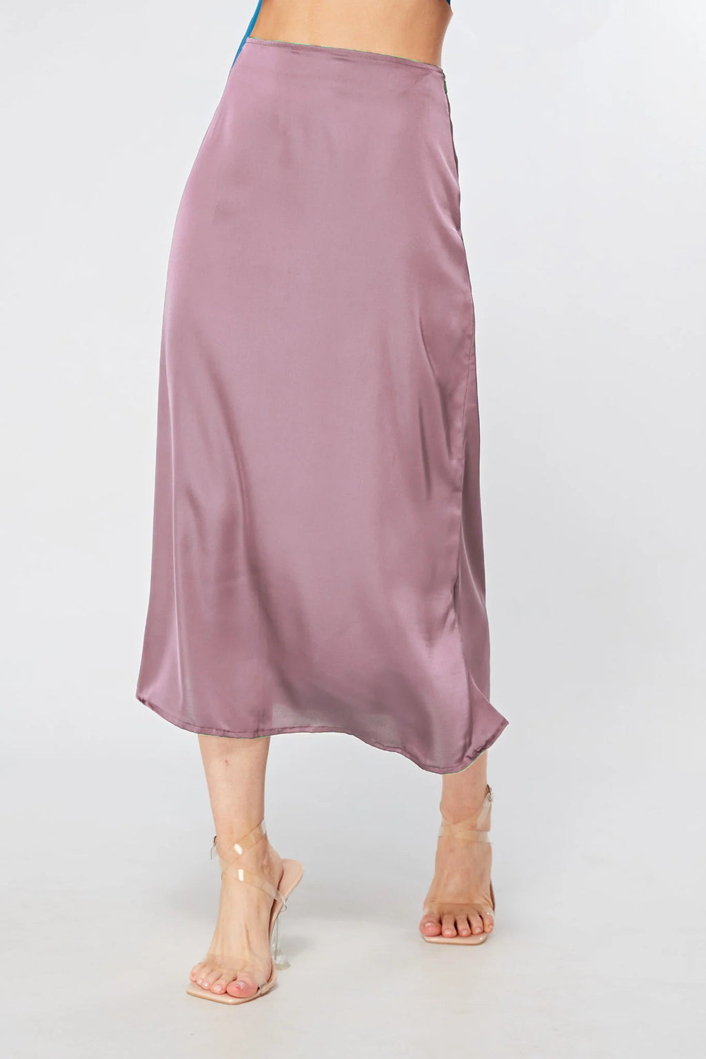 Elisa Lilac Satin Midi Skirt