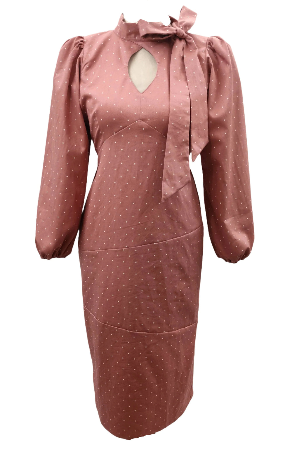 Britney pink midi dress with long sleeves
