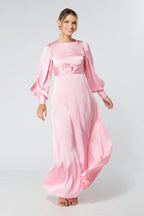Lila Light Pink Knotted Front Crepe Maxi Dress