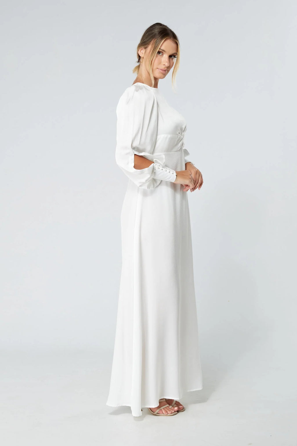 Lila White Knotted Front Maxi Dress