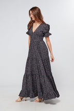 Alaya Black Printed Maxi Dress