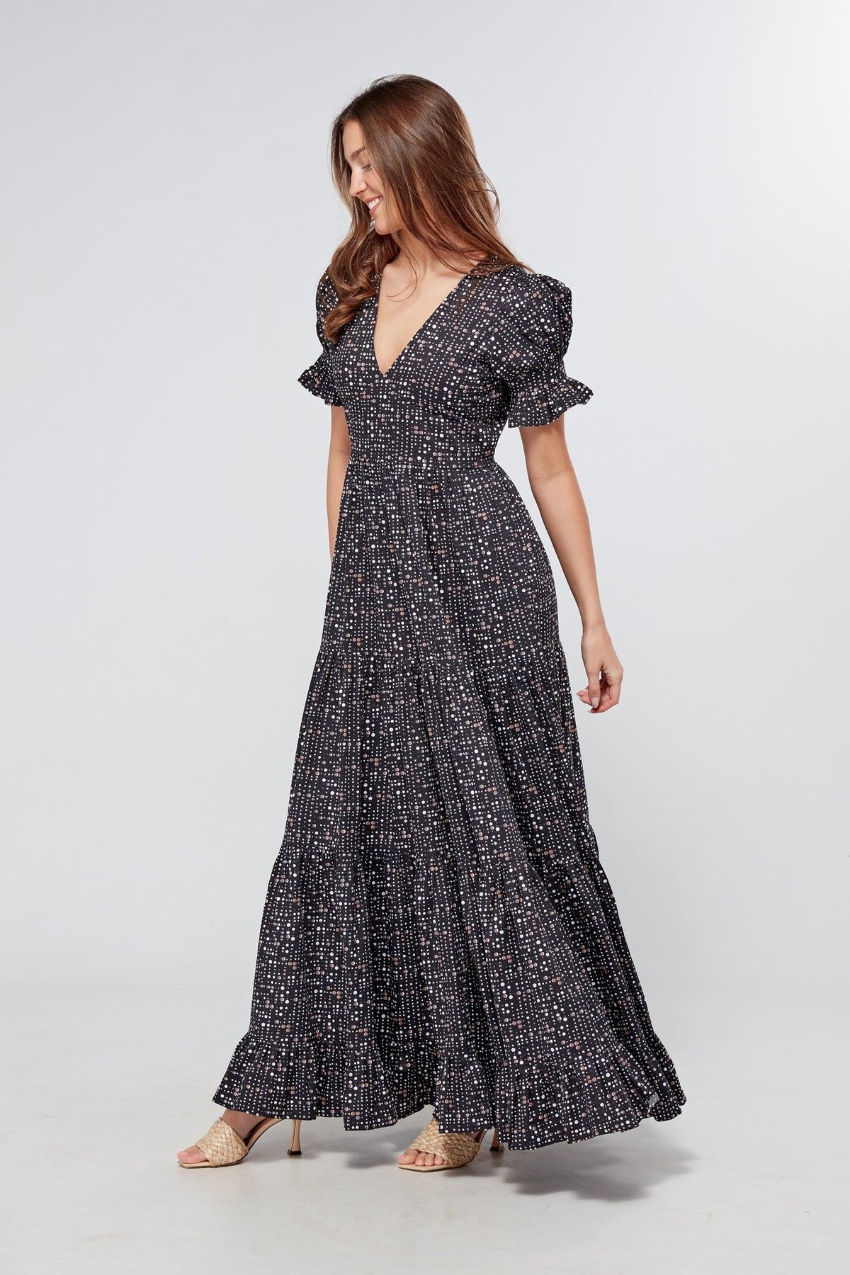 Alaya Black Printed Maxi Dress