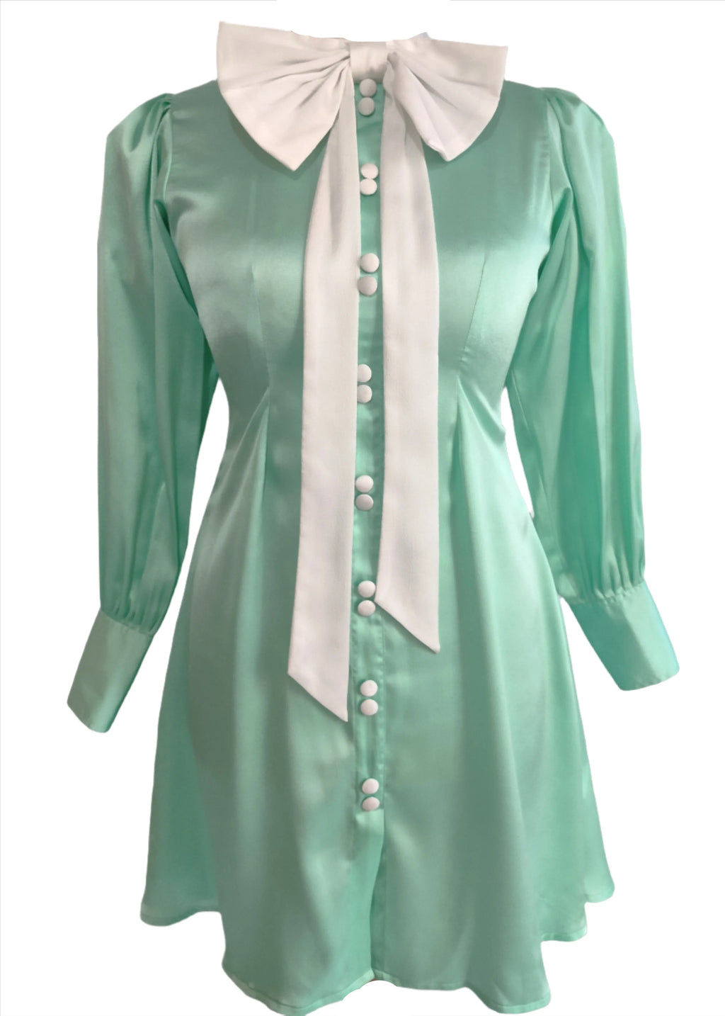 Jane aqua blue top with oversized bow