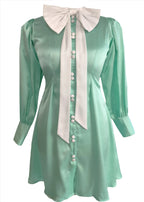 Jane aqua blue top with oversized bow