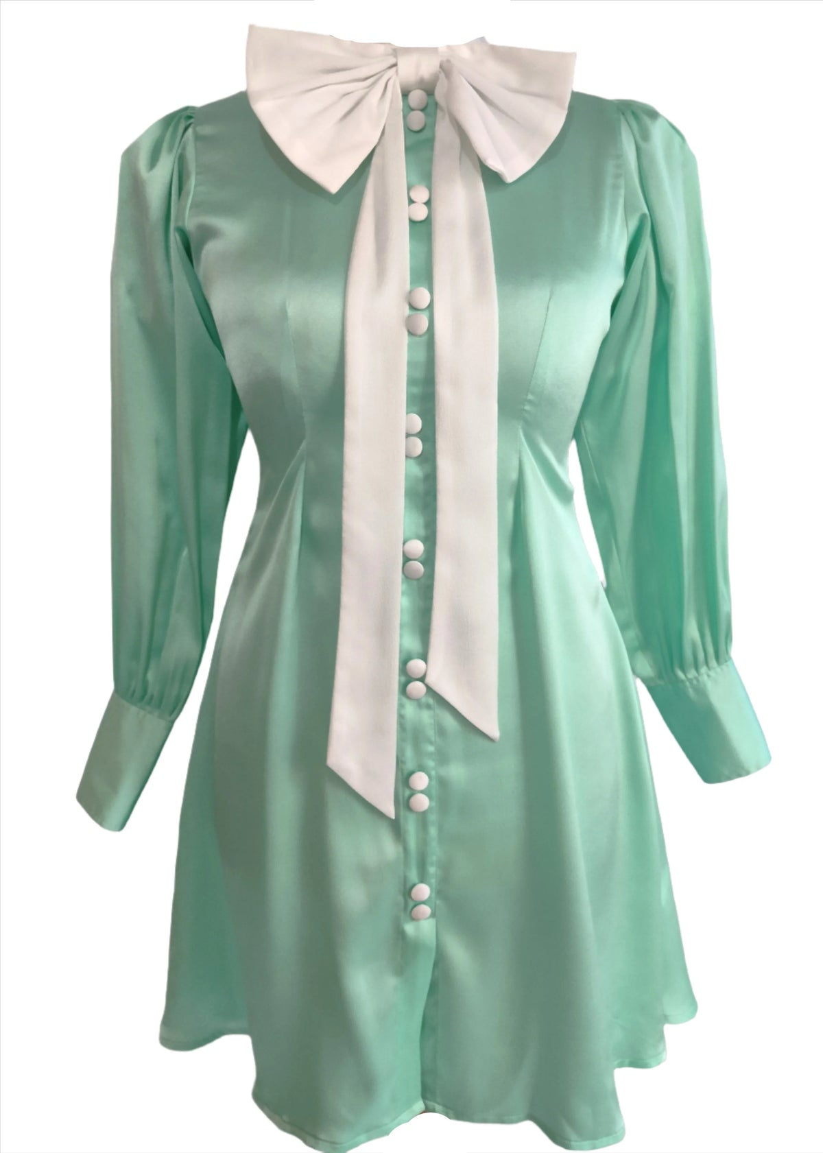 Jane aqua blue top with oversized bow