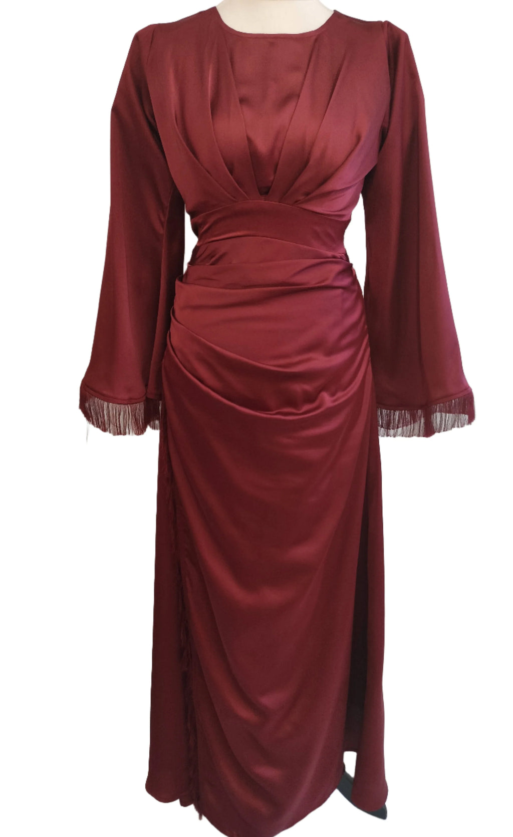Amaya deep red maxi dress with wide sleeves