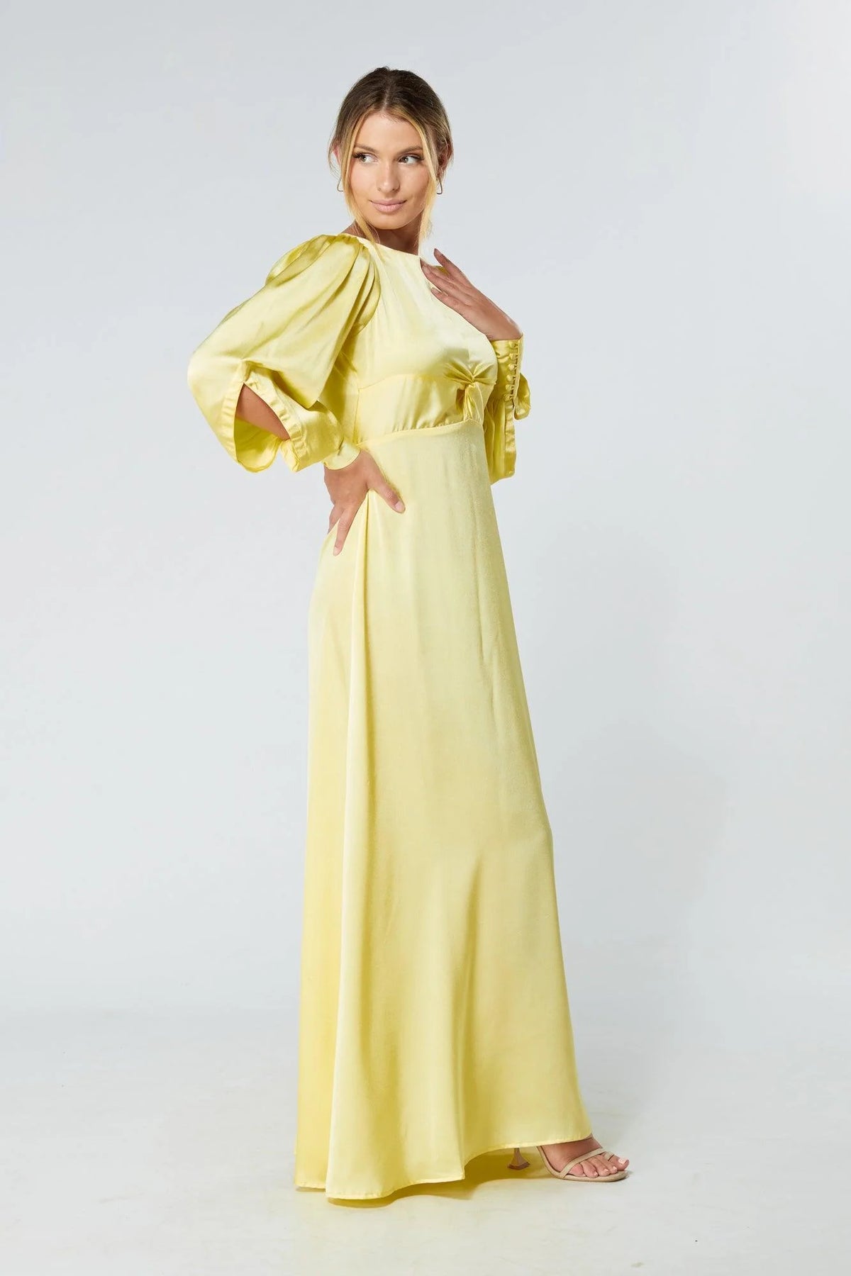 Lila Yellow Knotted Front Maxi Dress