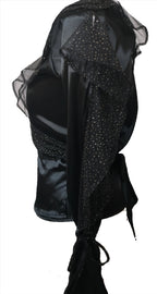Melissa black glitter frilled top