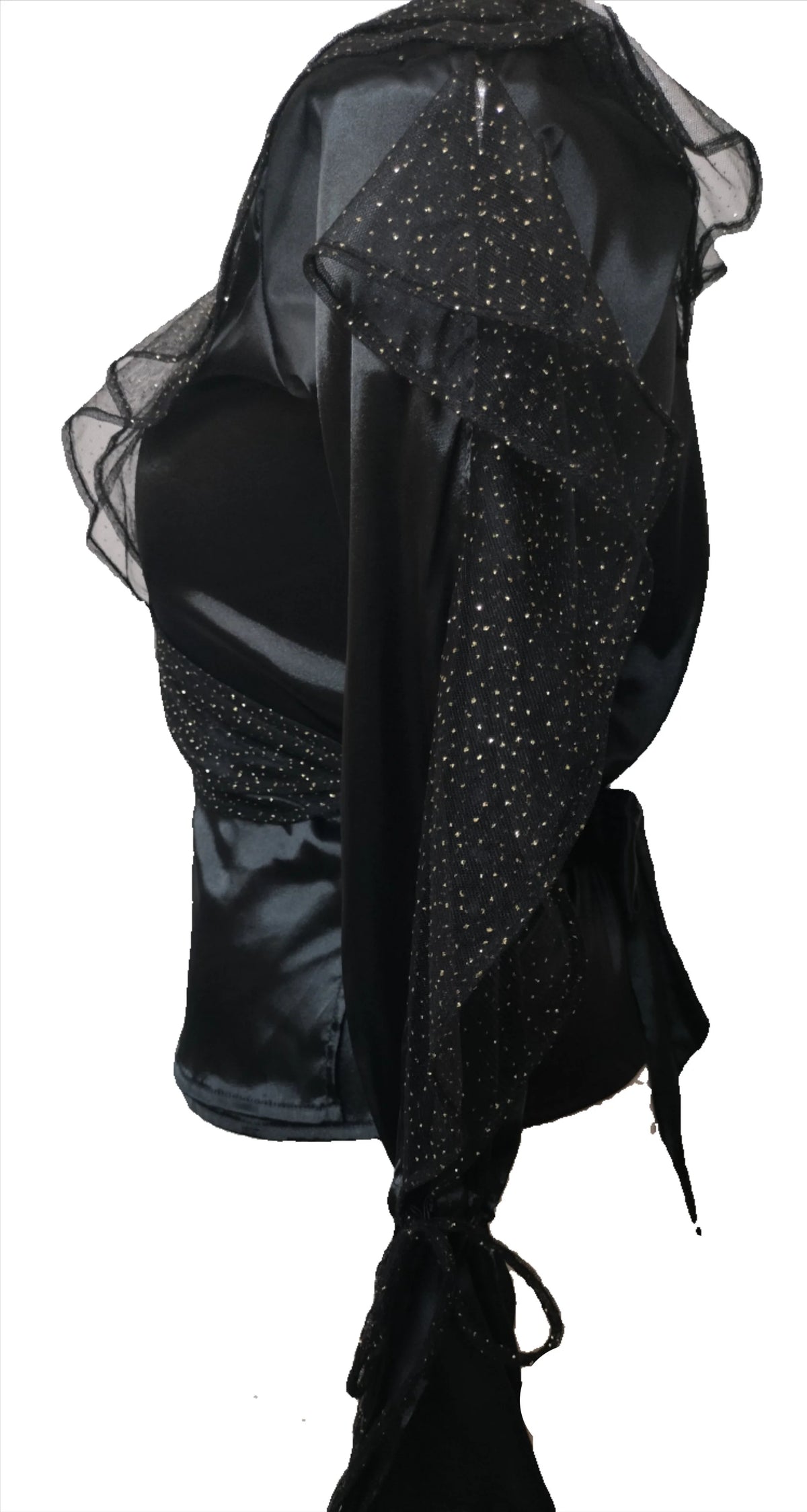 Melissa black glitter frilled top