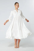 Gia White Tiered Maxi Dress