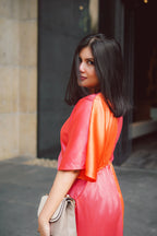 Aurora Pink Orange Midaxi Dress