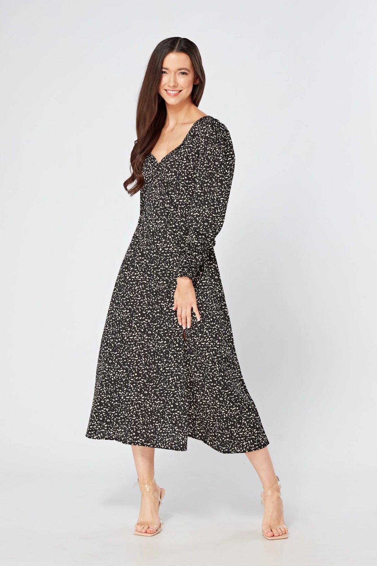 Jinora black midi dress