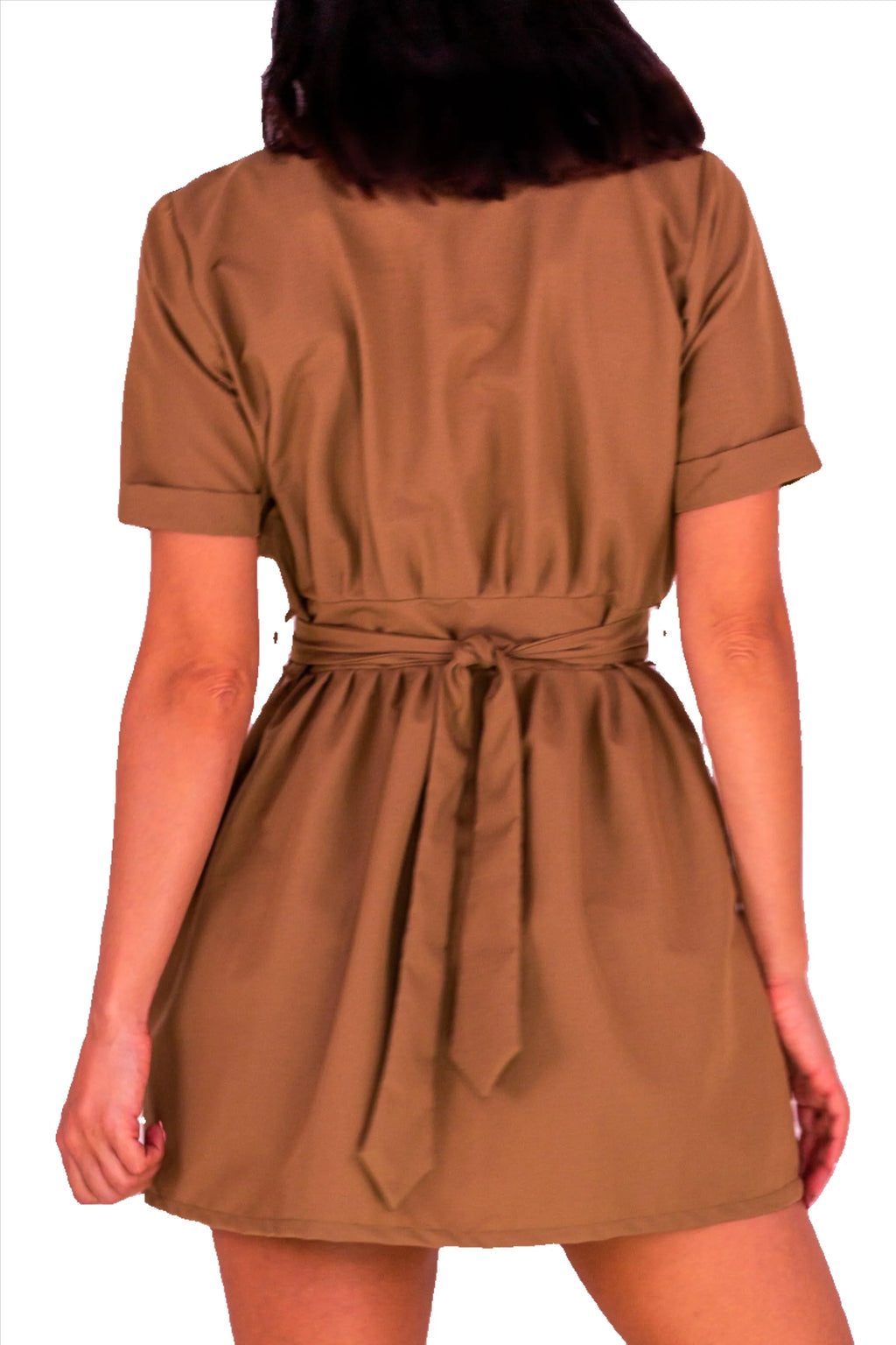 Adah Khaki Beige Mini Dress