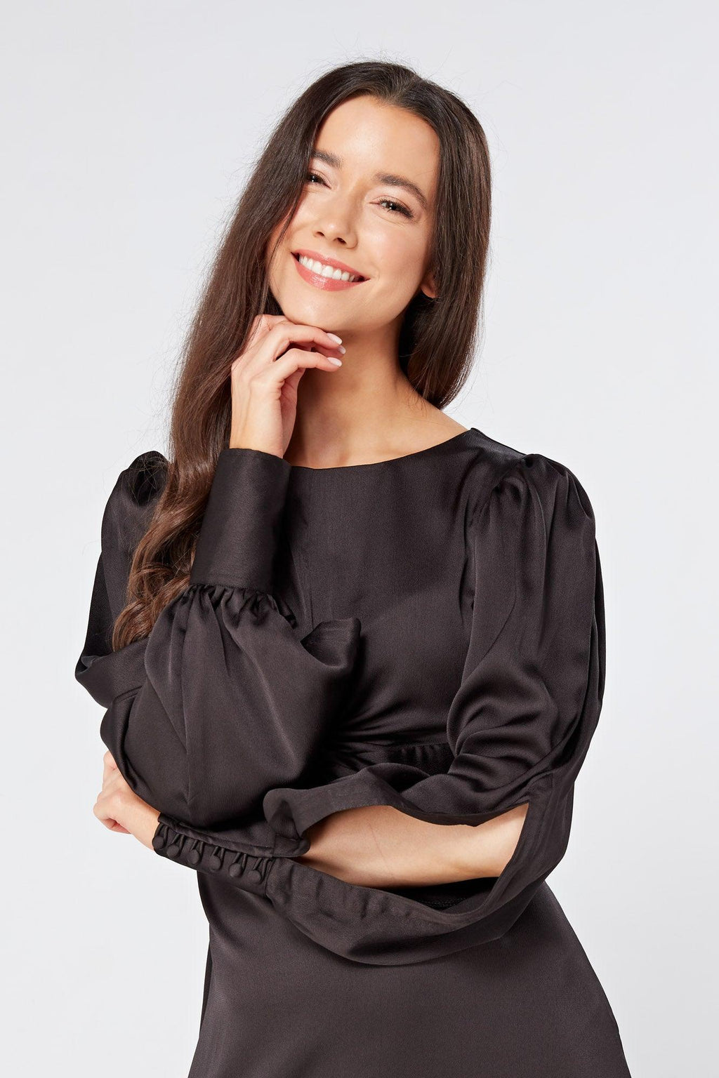Lara Black Knotted Front Soft Crepe Maxi Dress