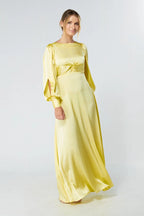 Lila Yellow Knotted Front Maxi Dress