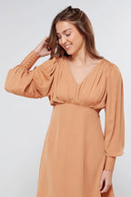 Pia Beige Georgette Mini Dress