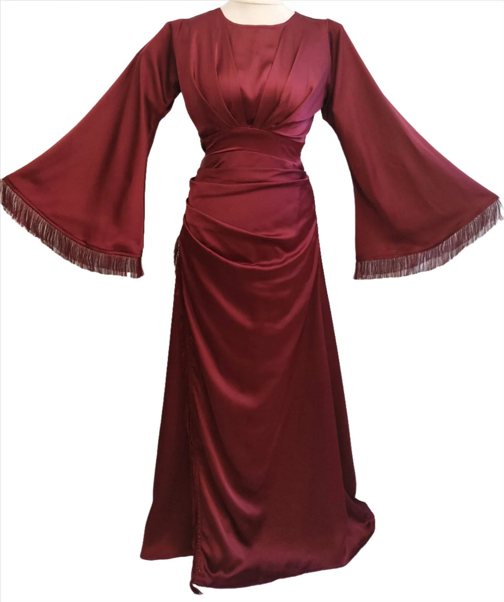 Amaya deep red maxi dress with wide sleeves