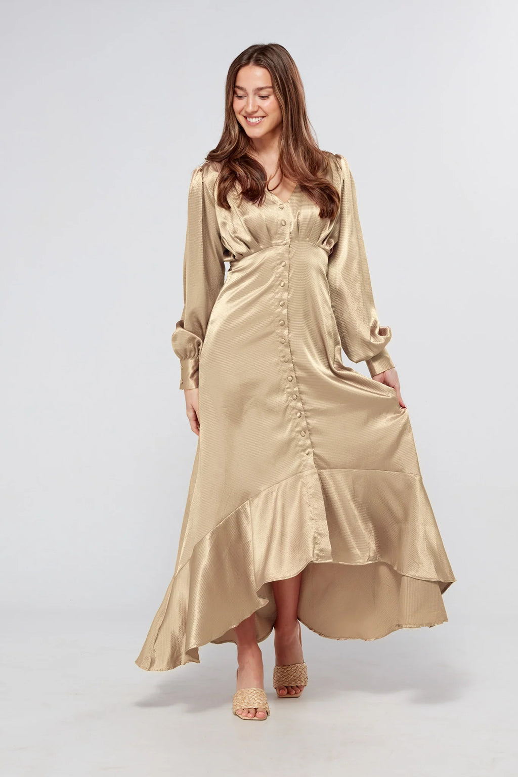 Charlize Light Gold Maxi Dress