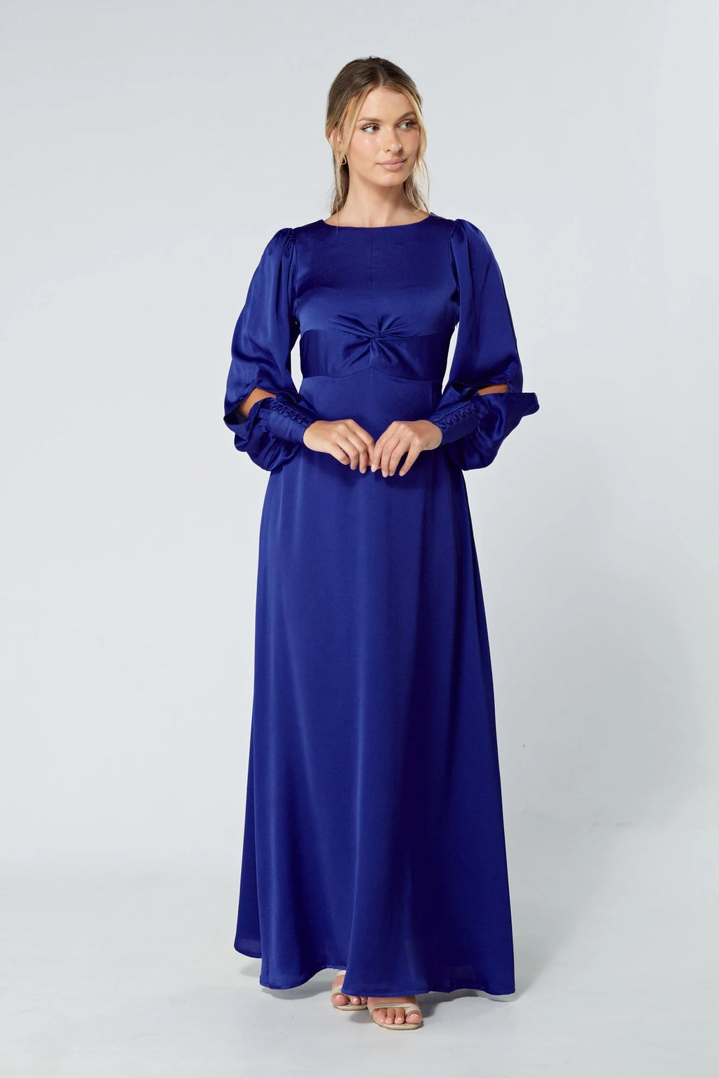 Lila Cobalt Blue Knotted Front Maxi Dress