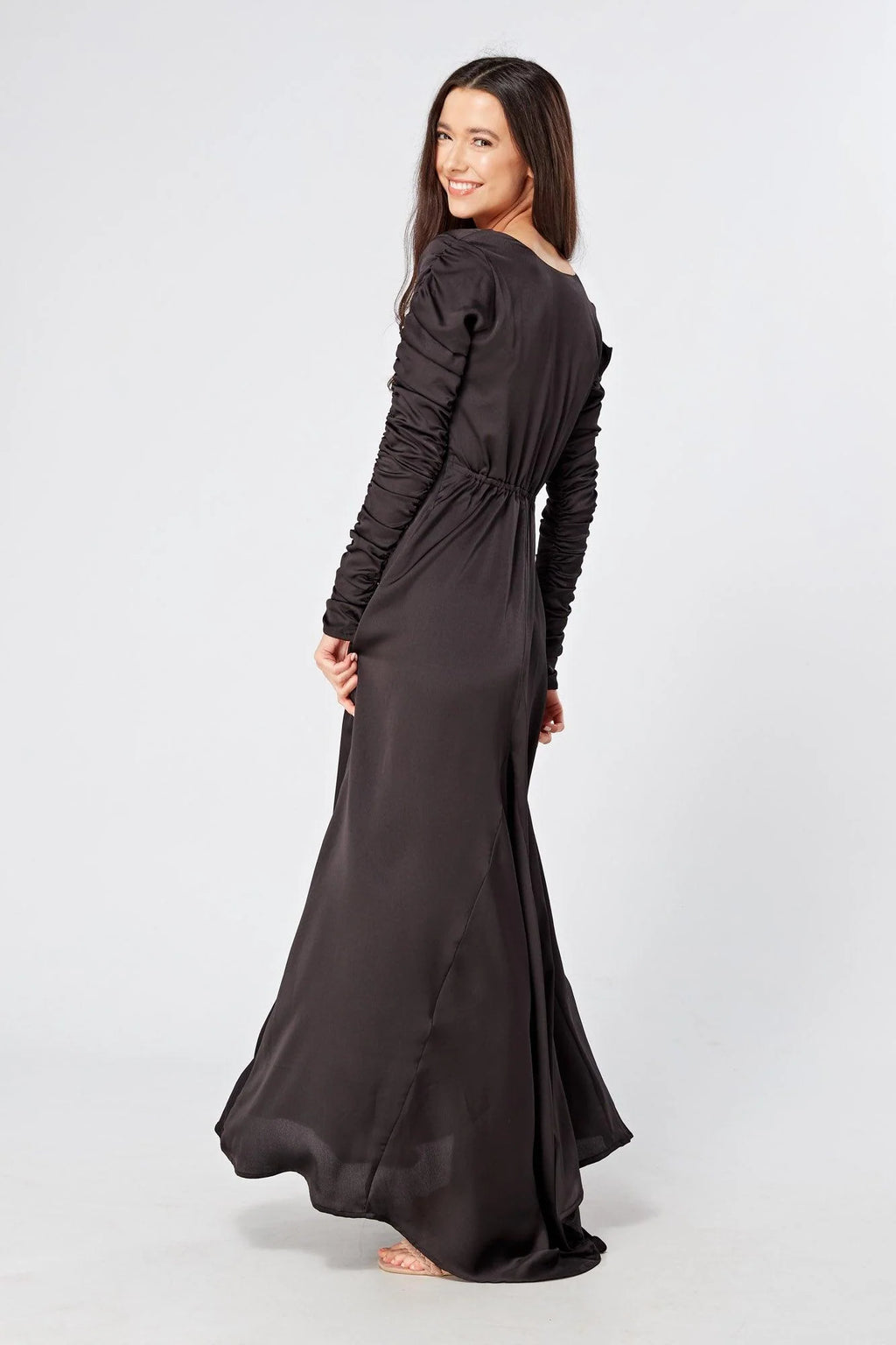 Ella Black Crepe Maxi Dress