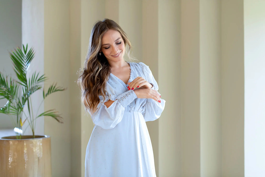 Seline Light Blue Chiffon Maxi