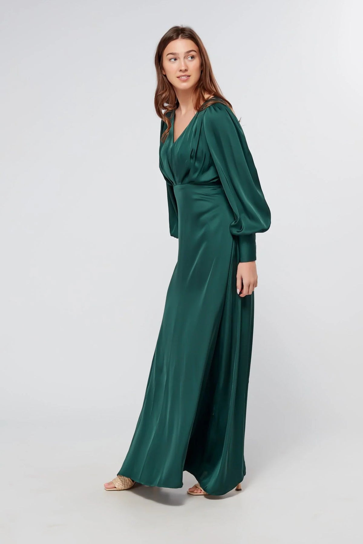 Layla Emerald Green Satin Maxi Dress