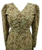 Phyllis green printed midi dress