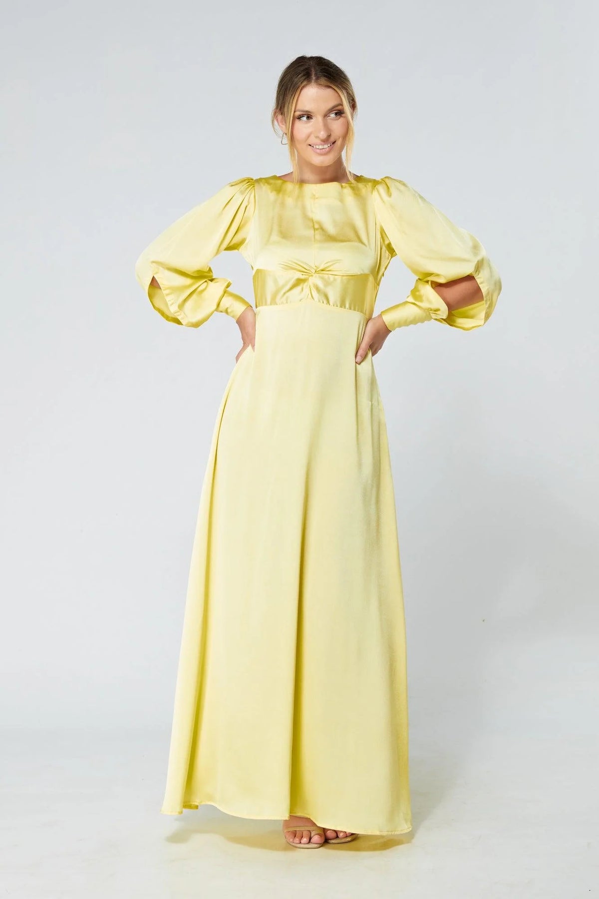 Lila Yellow Knotted Front Maxi Dress