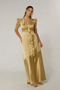 Daisy Light Gold Crepe Maxi Dress