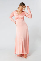 Ella Blush Nude Crepe Maxi Dress
