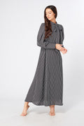 Lilia High Neck Pussybow Black And White Maxi Dress