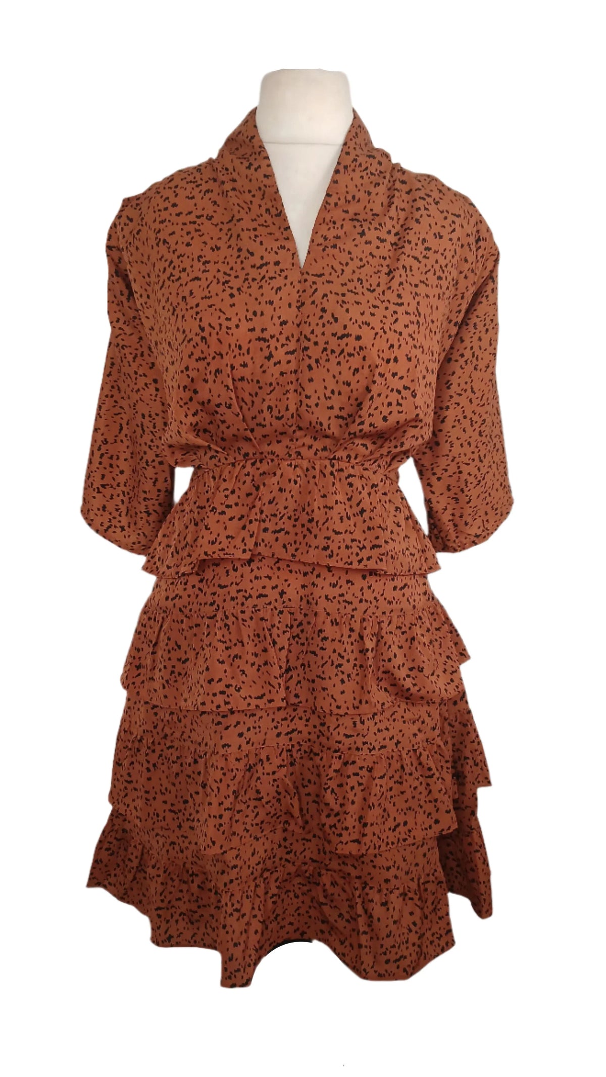 Caroline Brown Black Mini Dress