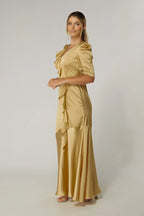 Daisy Light Gold Crepe Maxi Dress