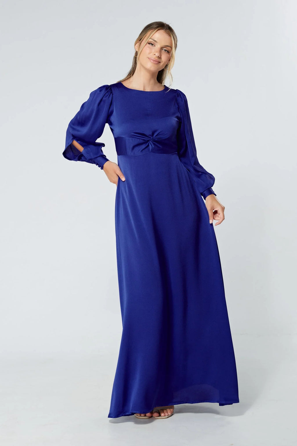 Lila Cobalt Blue Knotted Front Maxi Dress