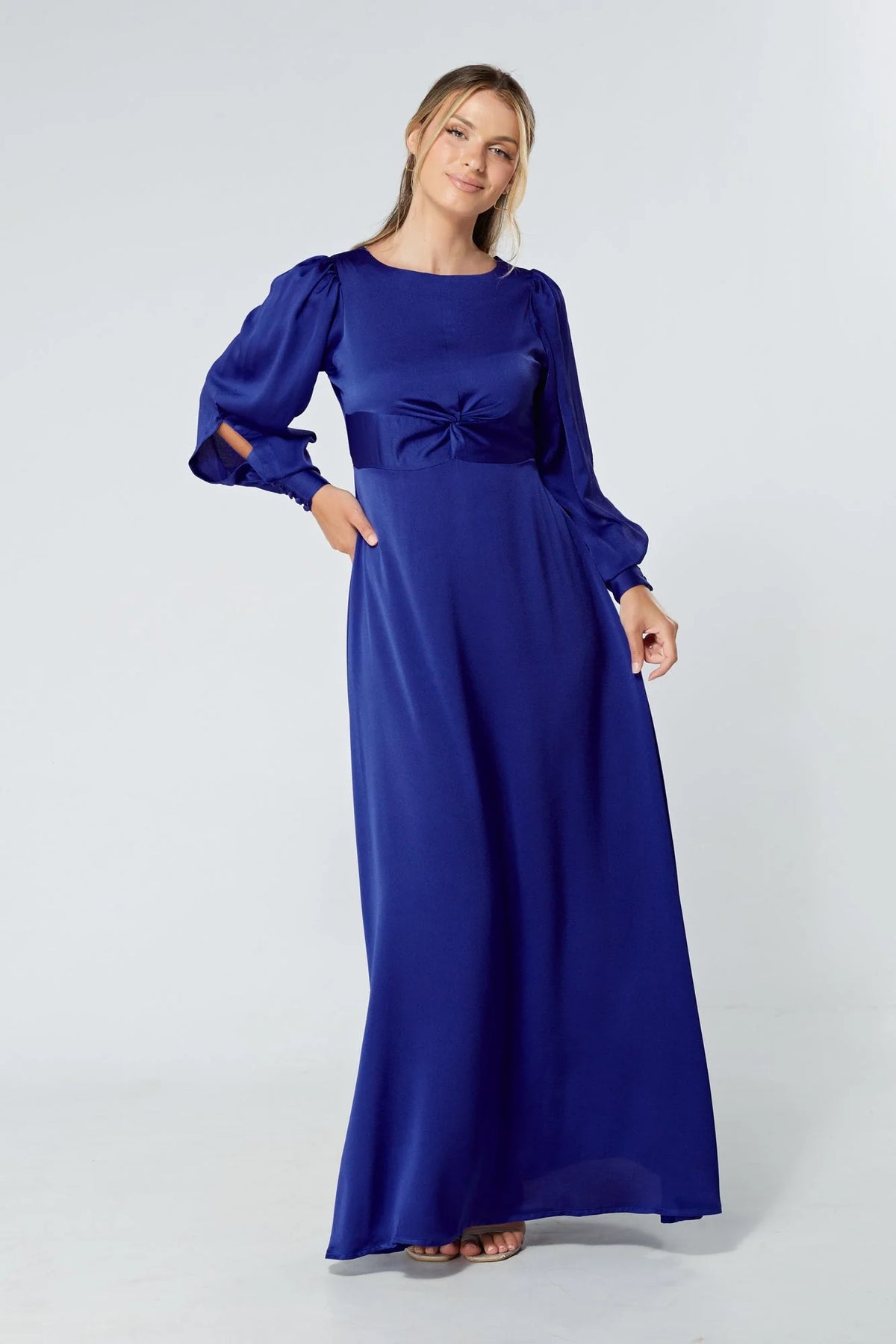 Lila Cobalt Blue Knotted Front Maxi Dress