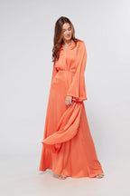 Ophelia Peachy Orange Luxury Satin Maxi