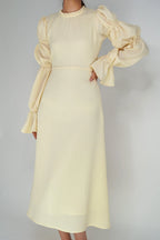 Samara Yellow Puff Sleeves Midi Dress