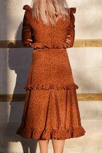 Mira Frilled Midi Dress With High Neck