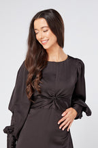 Lara Black Knotted Front Soft Crepe Maxi Dress