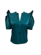 Sia teal green bow sleeves top