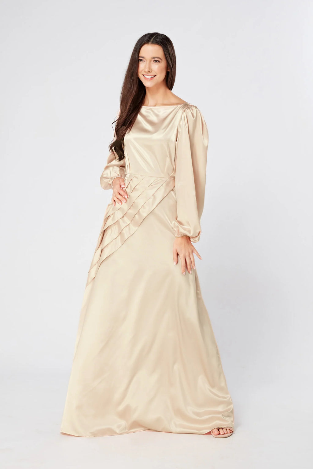 Seraphina Cream Satin Maxi Dress
