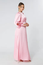Lila Light Pink Knotted Front Crepe Maxi Dress