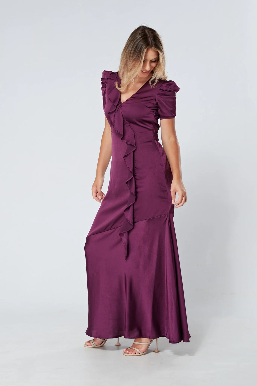 Daisy Purple Crepe Maxi Dress
