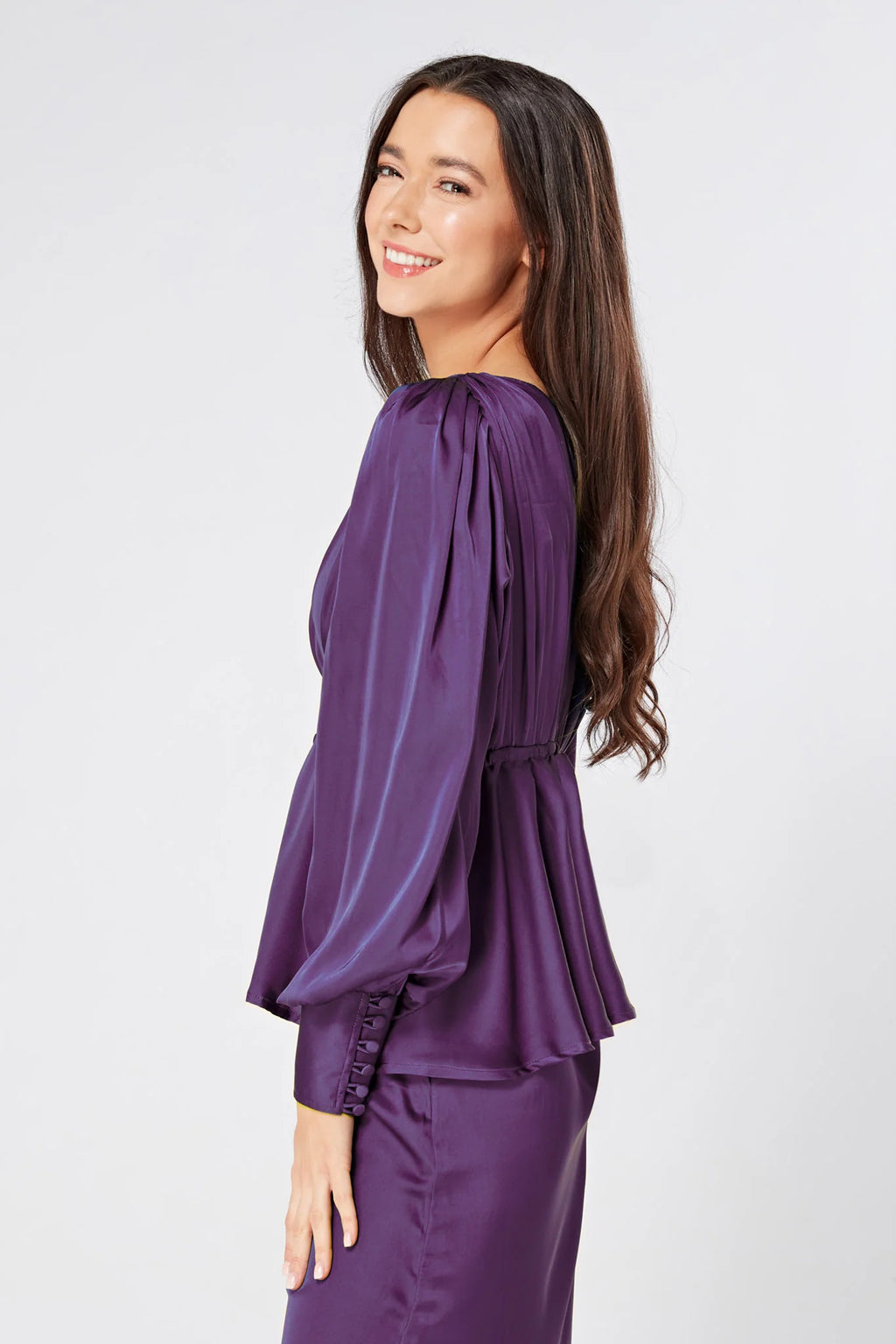 Elisa Mauve Purple Buttoned Blouse