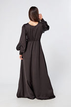 Lara Black Knotted Front Soft Crepe Maxi Dress