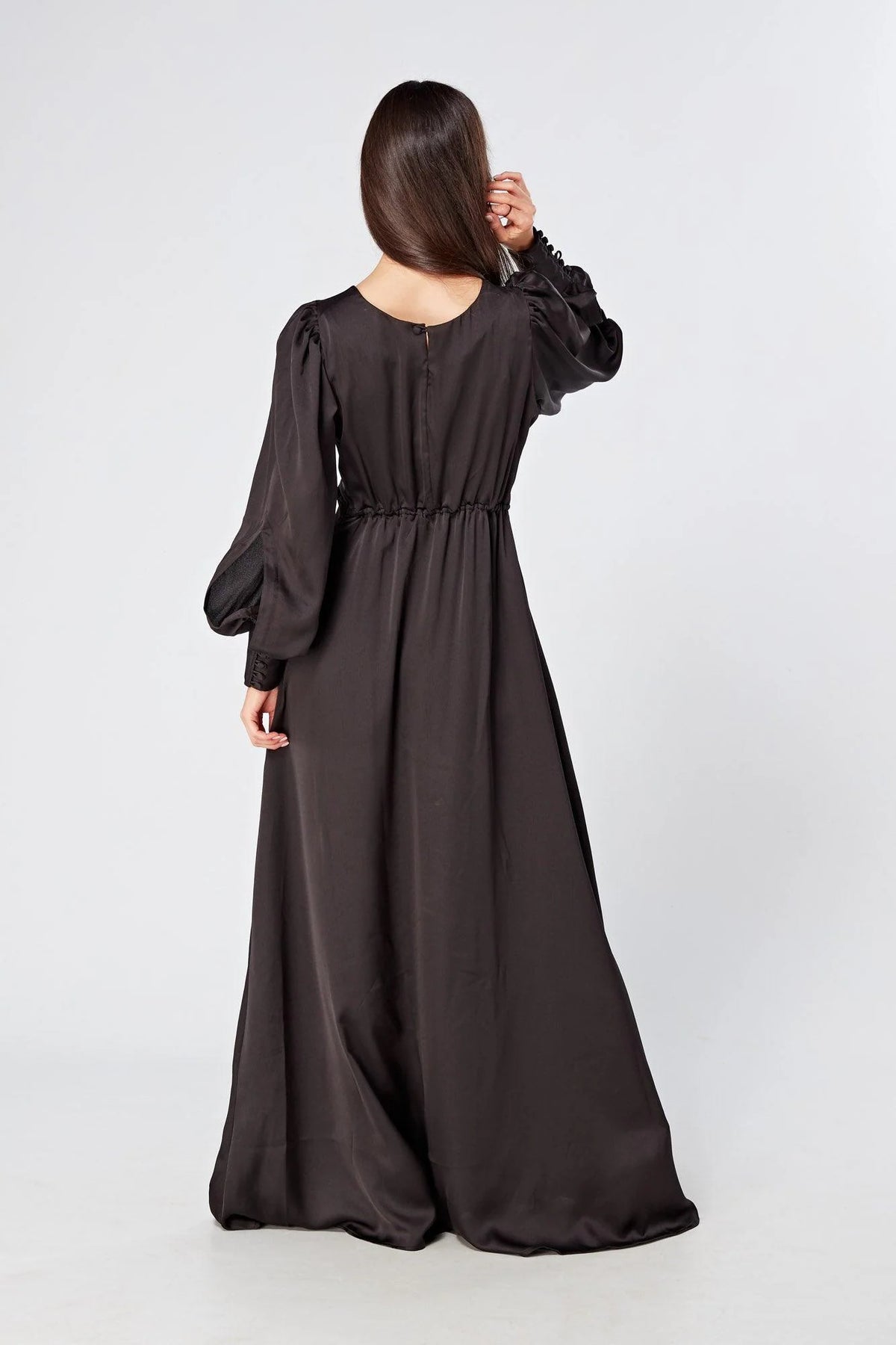 Lara Black Knotted Front Soft Crepe Maxi Dress
