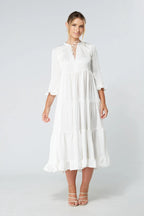 Gia White Tiered Maxi Dress
