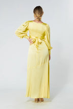 Naomi Yellow Satin Maxi Dress