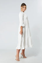 Gia White Tiered Maxi Dress